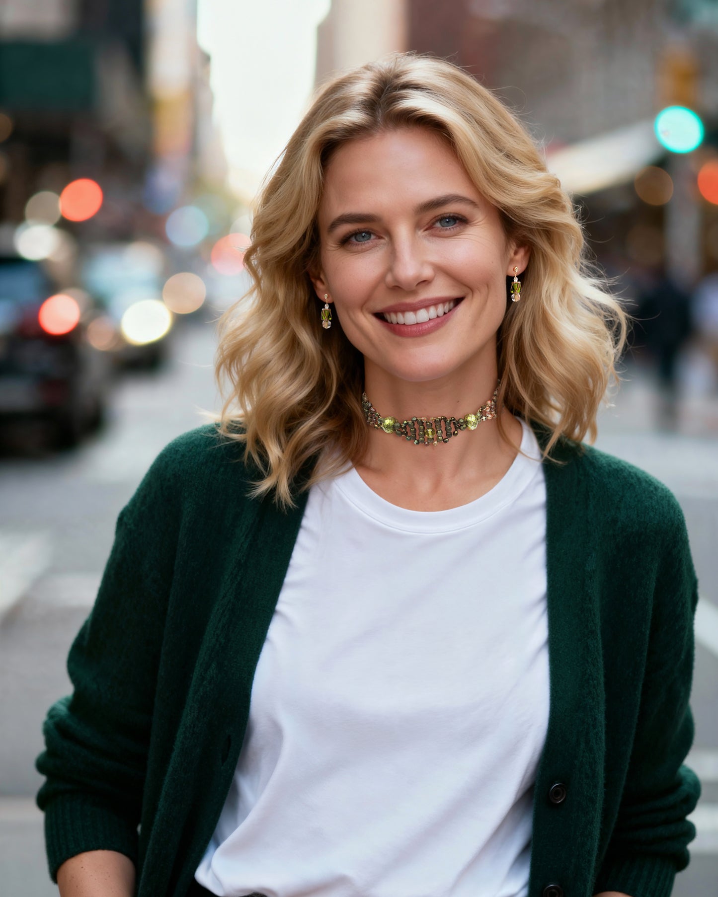 LUXURY choker green crystals