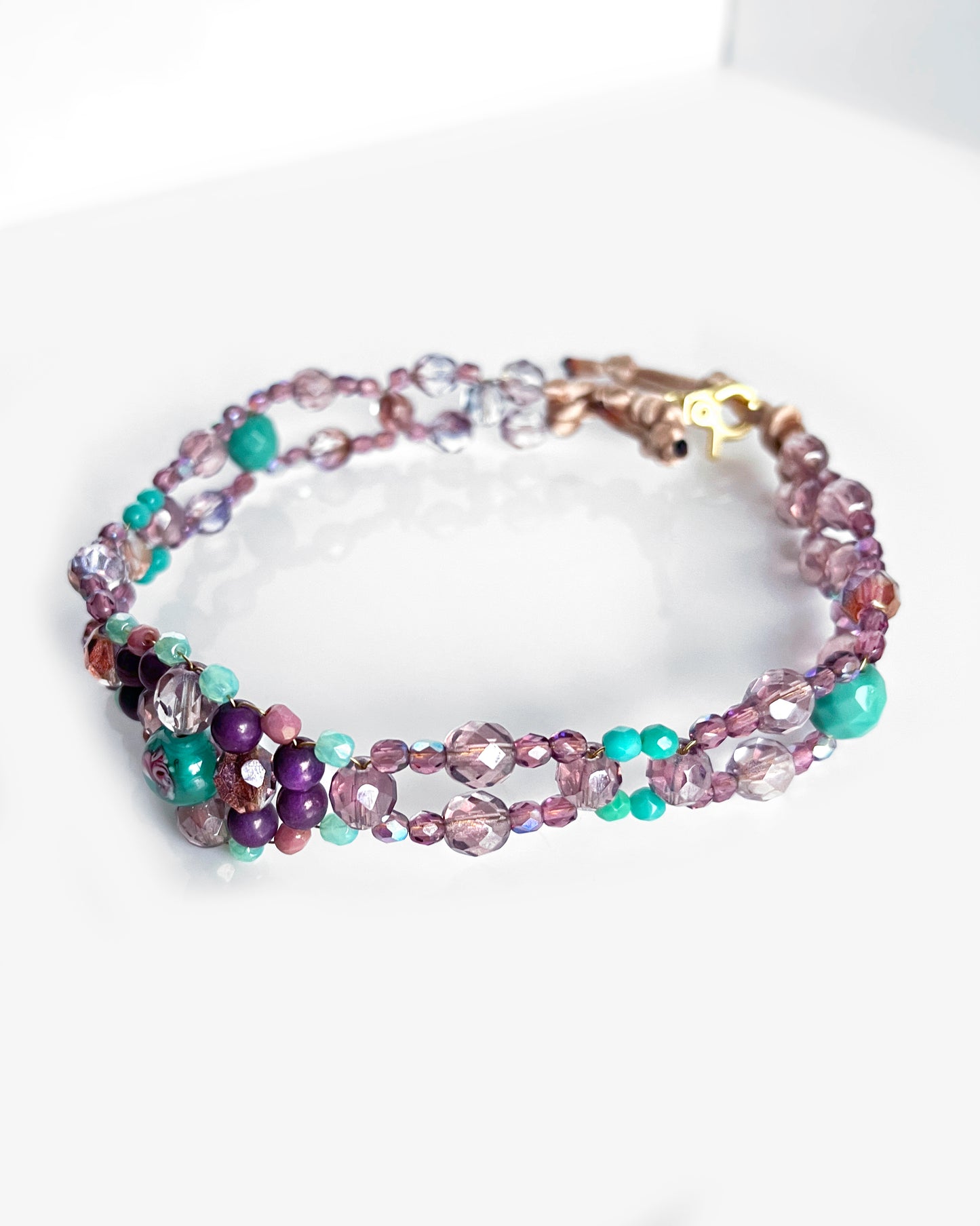 Plum, lavender and turquoise choker