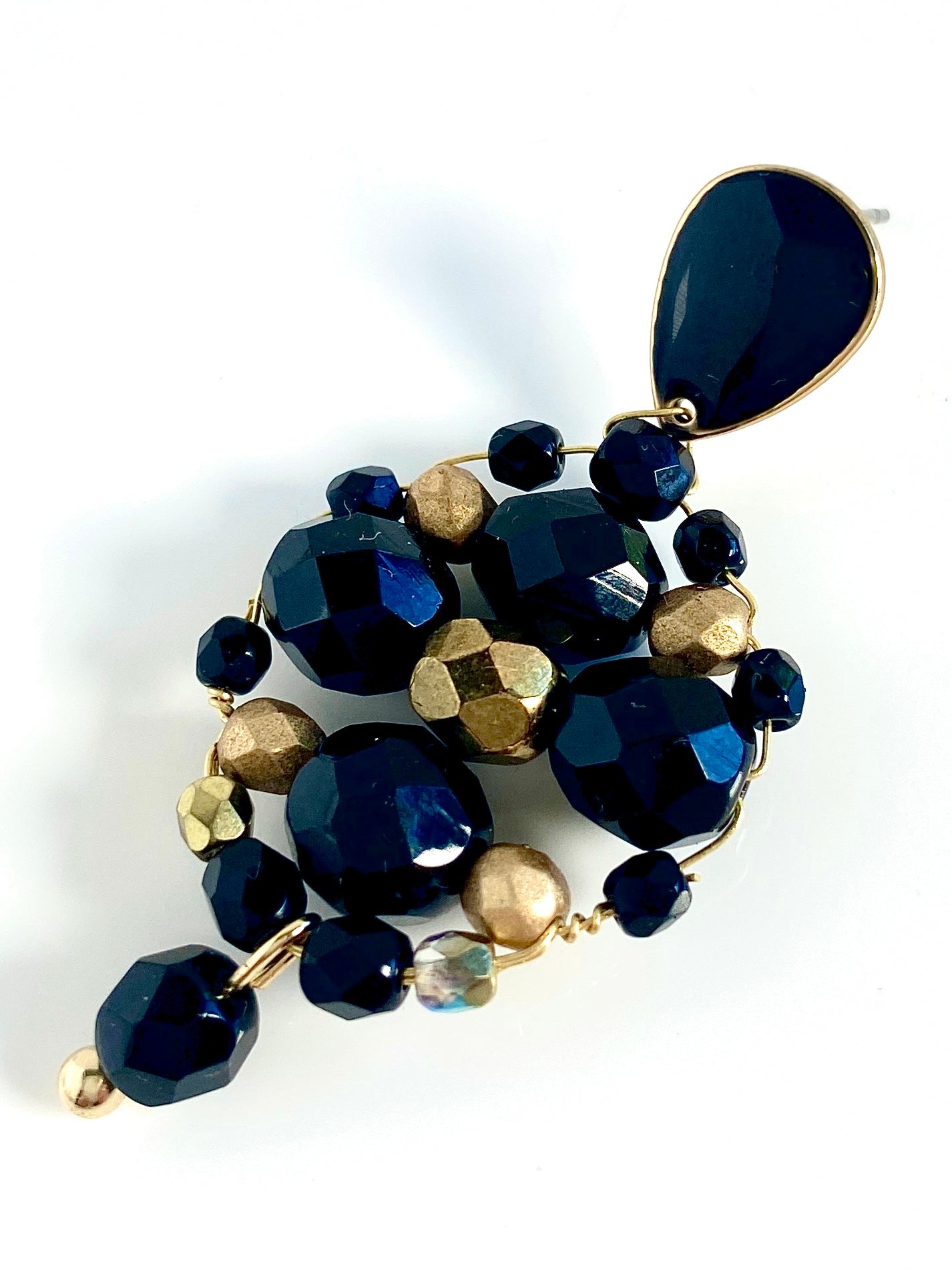 CALA earrings with black and gold crystals