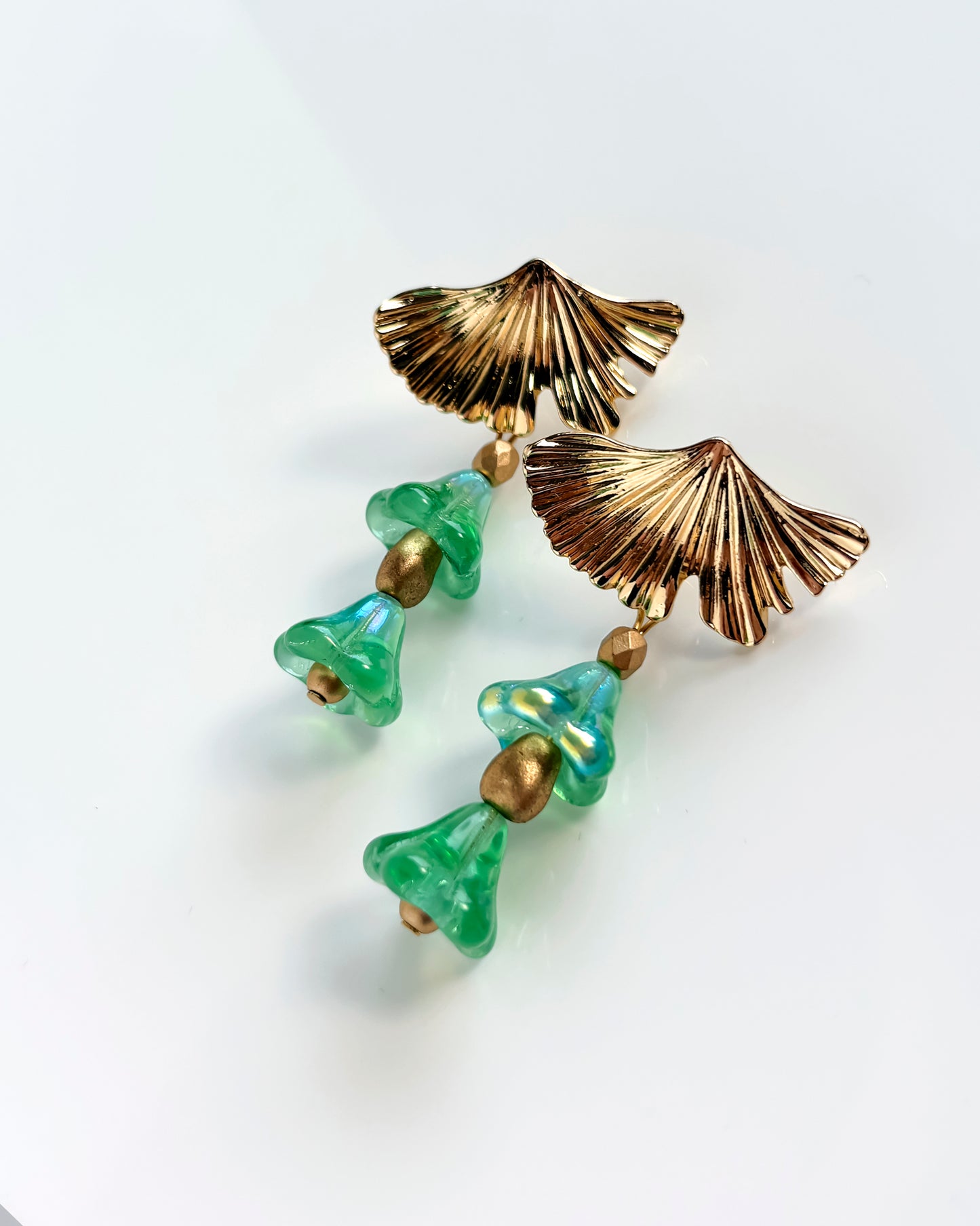 Pendientes Campanillas cristales verde menta