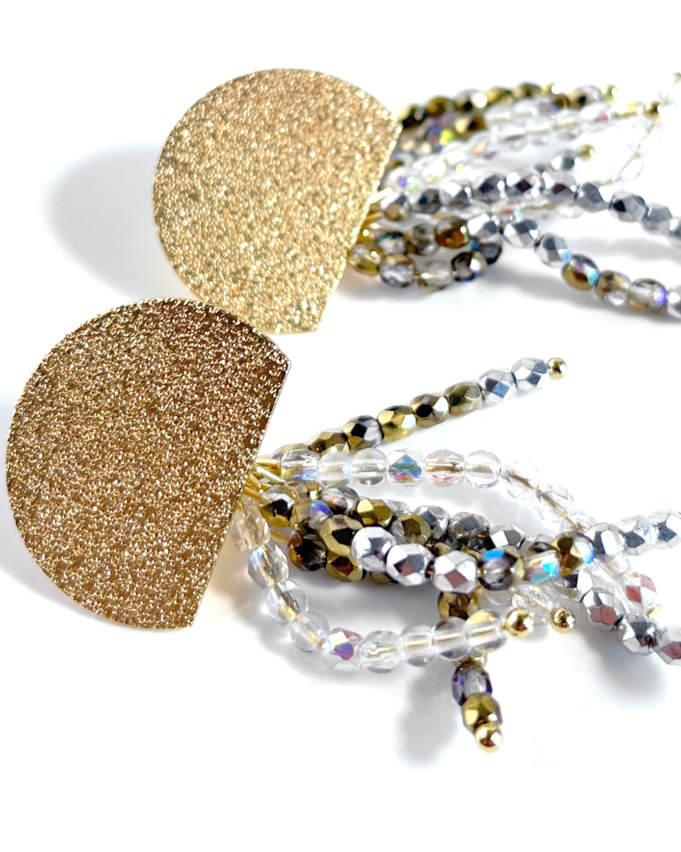 MEDUSA earrings with gold and silver glitter crystals