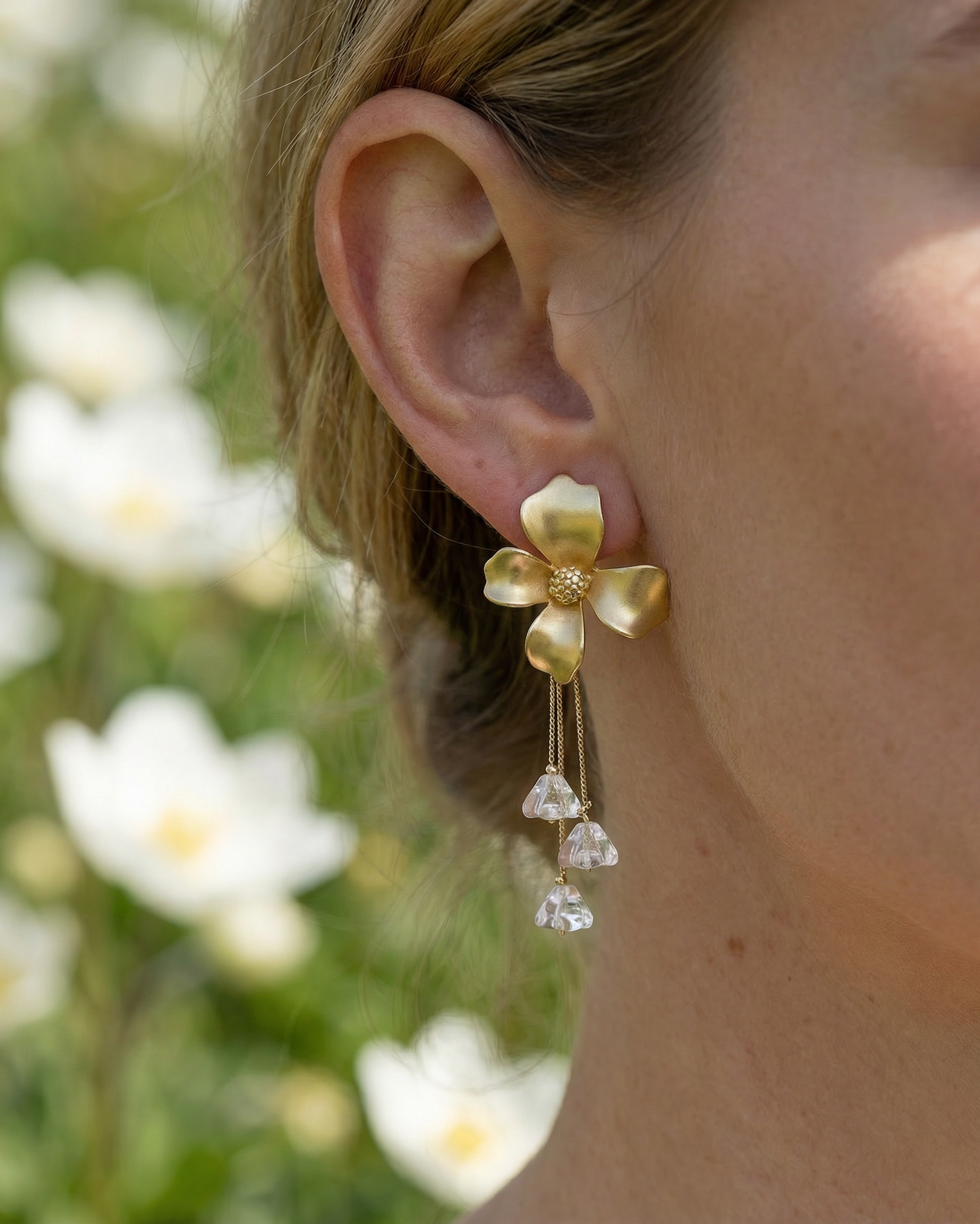Pendientes Flor cristales transparentes