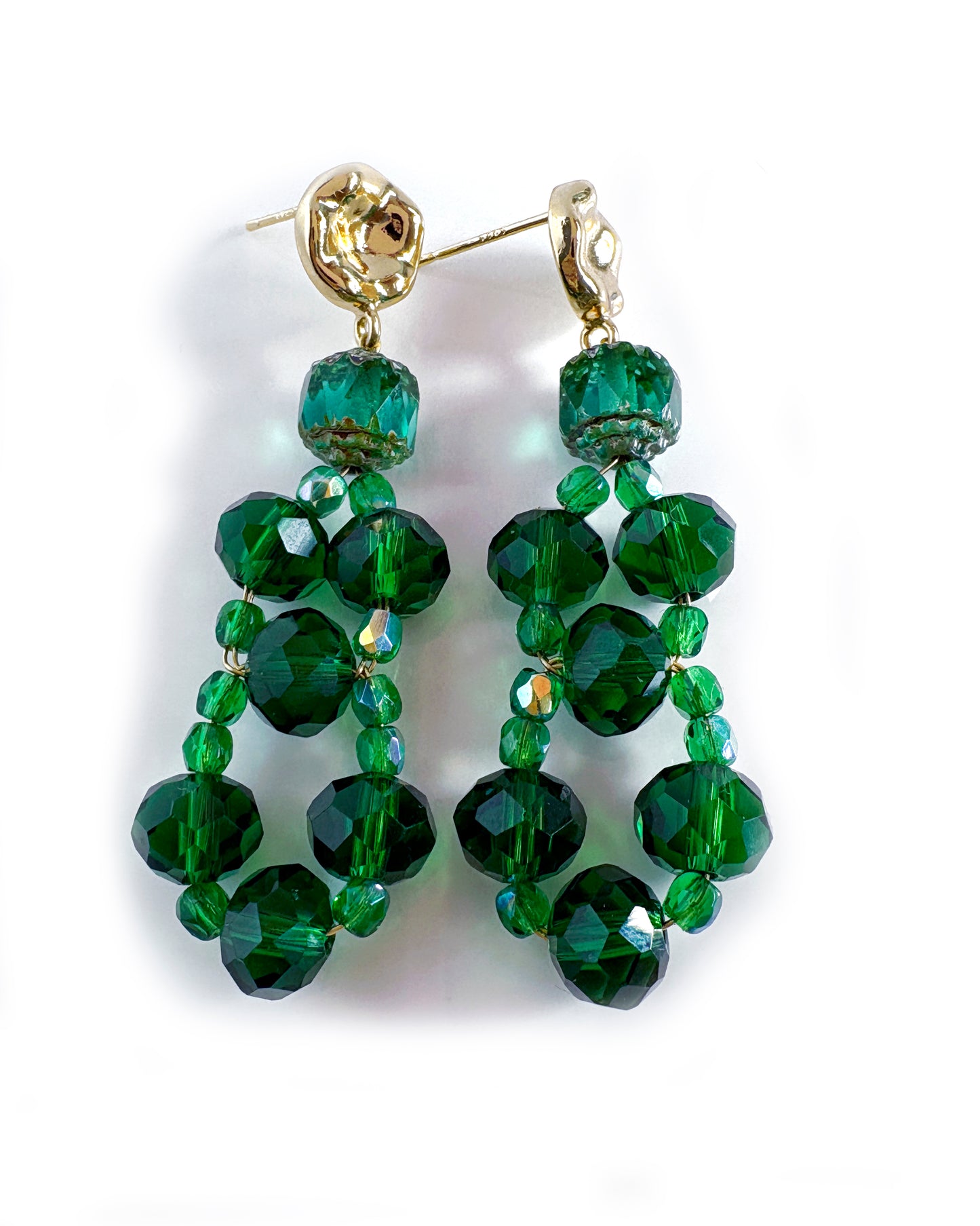 CALA earrings with green crystals