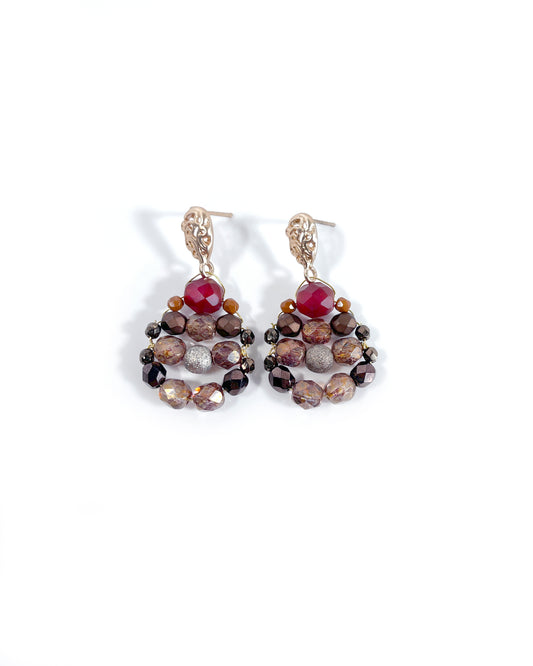 Pendientes CALIA con cristales marrones