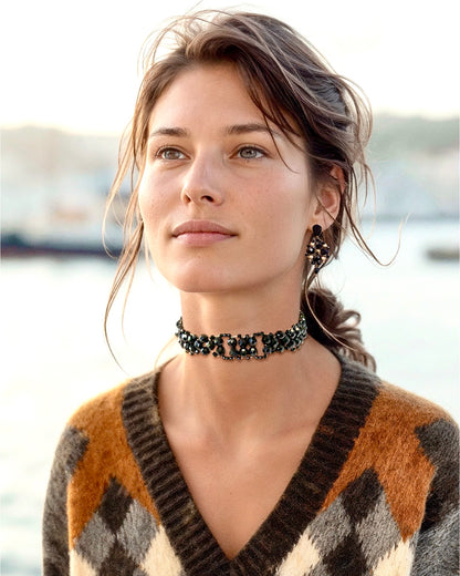 Choker de cristales negros