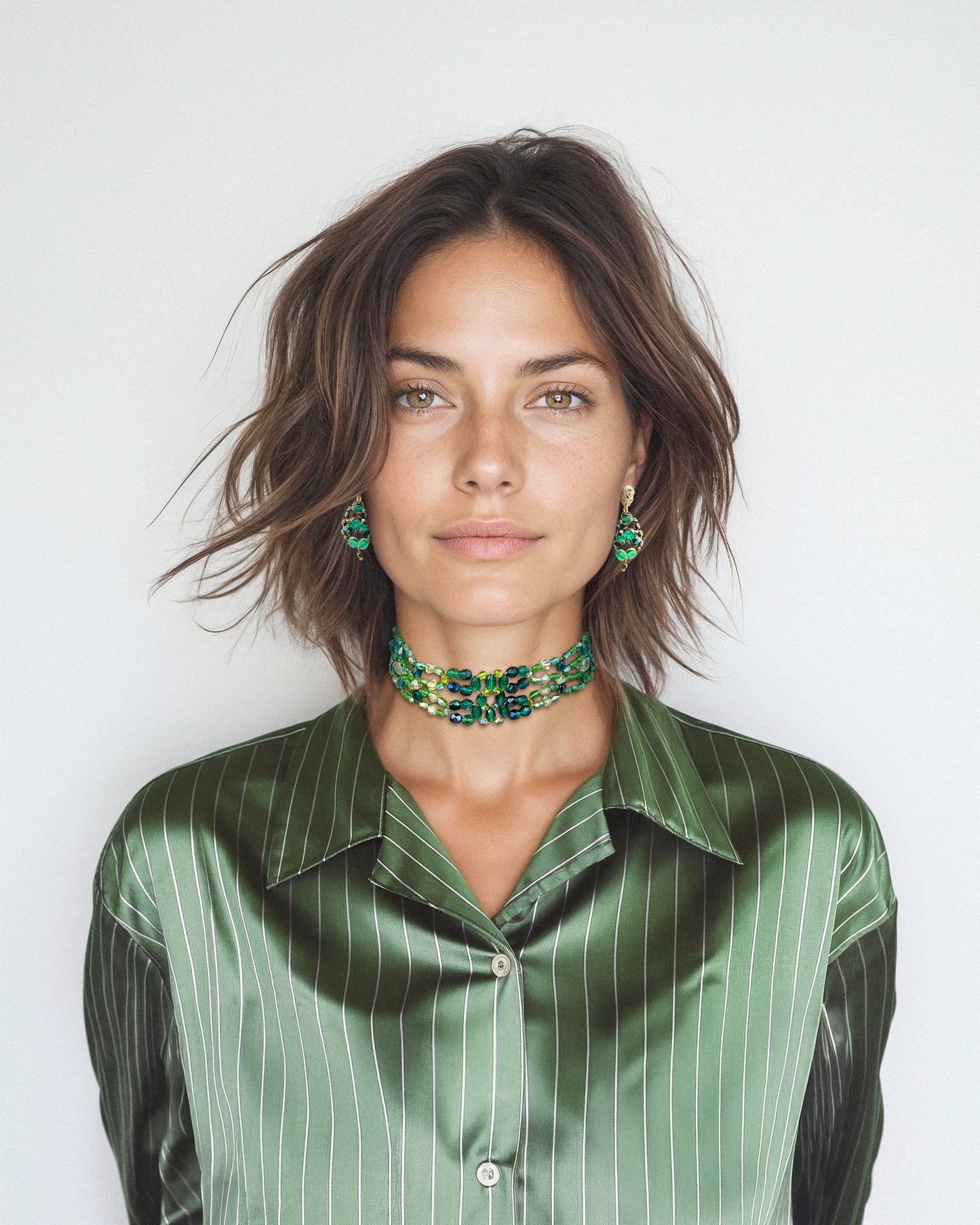 Choker LUXURY cristales verdes