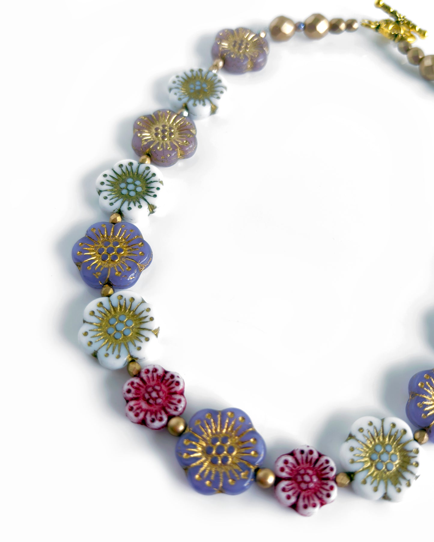 Collar-choker flores de vidrio multicolor