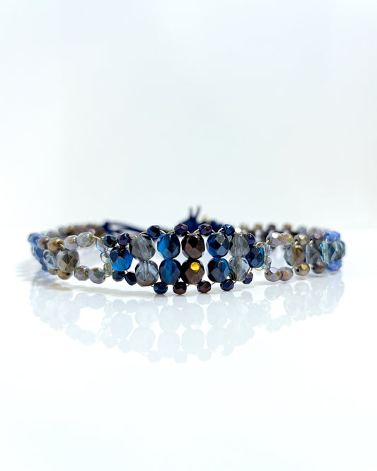 Choker de cristales avellana y azul