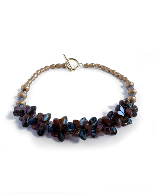 Choker Papillon Moka Blue de mariposas de cristales de Bohemia en tonos moka y azul cielo

