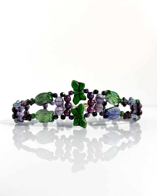 Choker Fiori con cristales morados y verdes