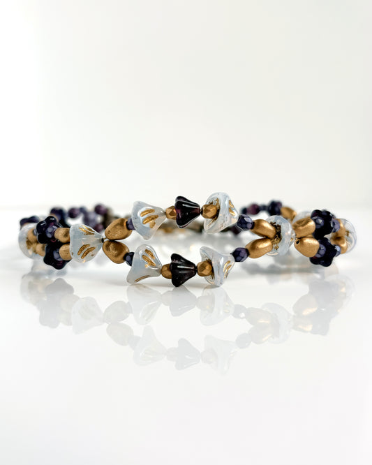 Choker Campanillas con cristales malva oscuro