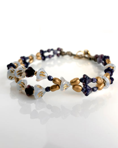 Choker Campanillas con cristales malva oscuro