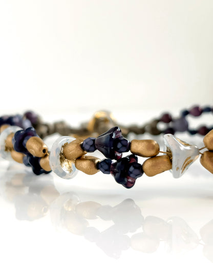 Choker Campanillas con cristales malva oscuro