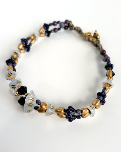 Choker Campanillas con cristales malva oscuro