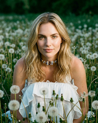 Choker Campanillas con cristales malva oscuro