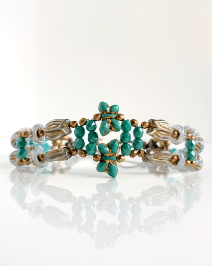 Choker Fiori con cristales turquesa