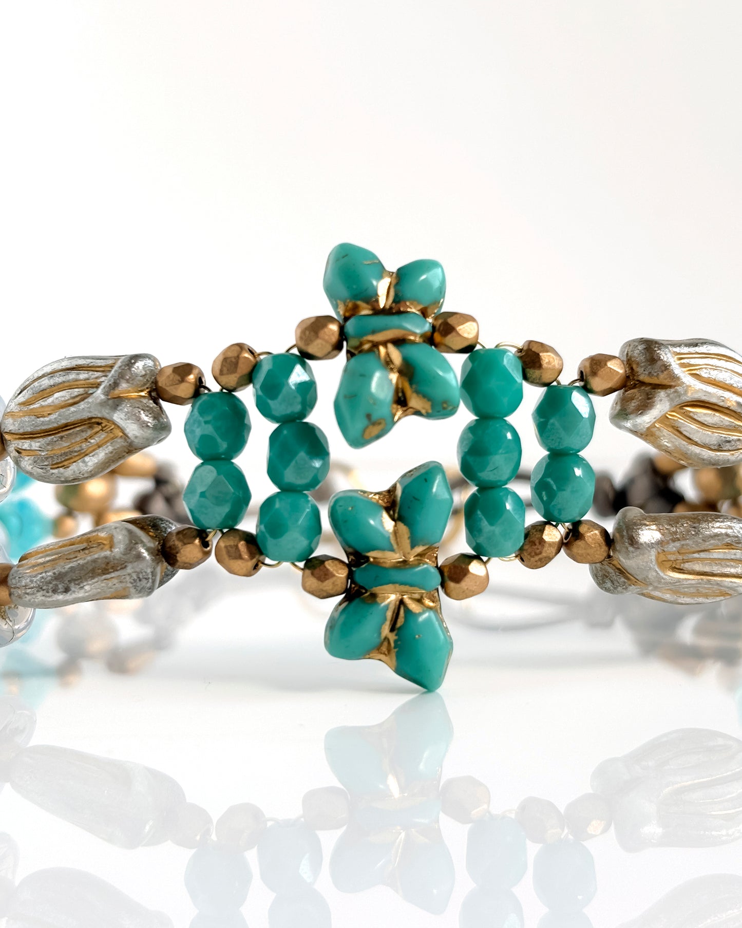 Choker Fiori con cristales turquesa