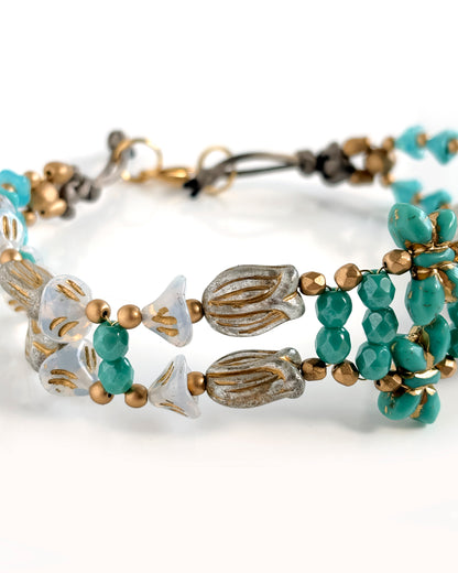 Choker Fiori con cristales turquesa