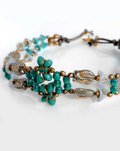 Choker Fiori con cristales turquesa