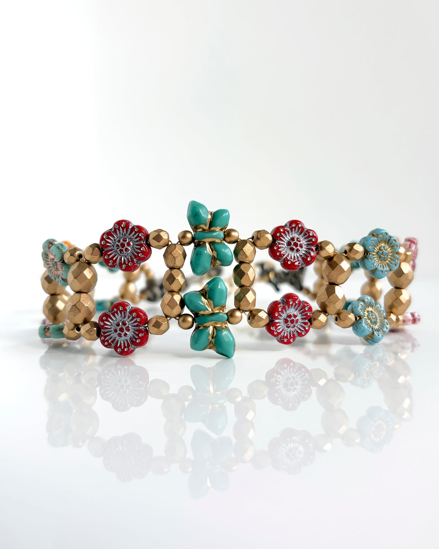 Choker Fiori con cristales flor boho multicolor