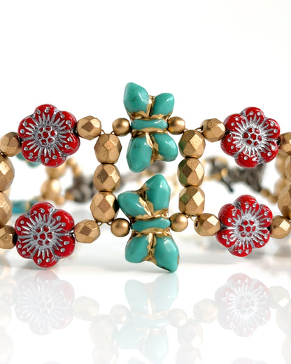 Choker Fiori con cristales flor boho multicolor