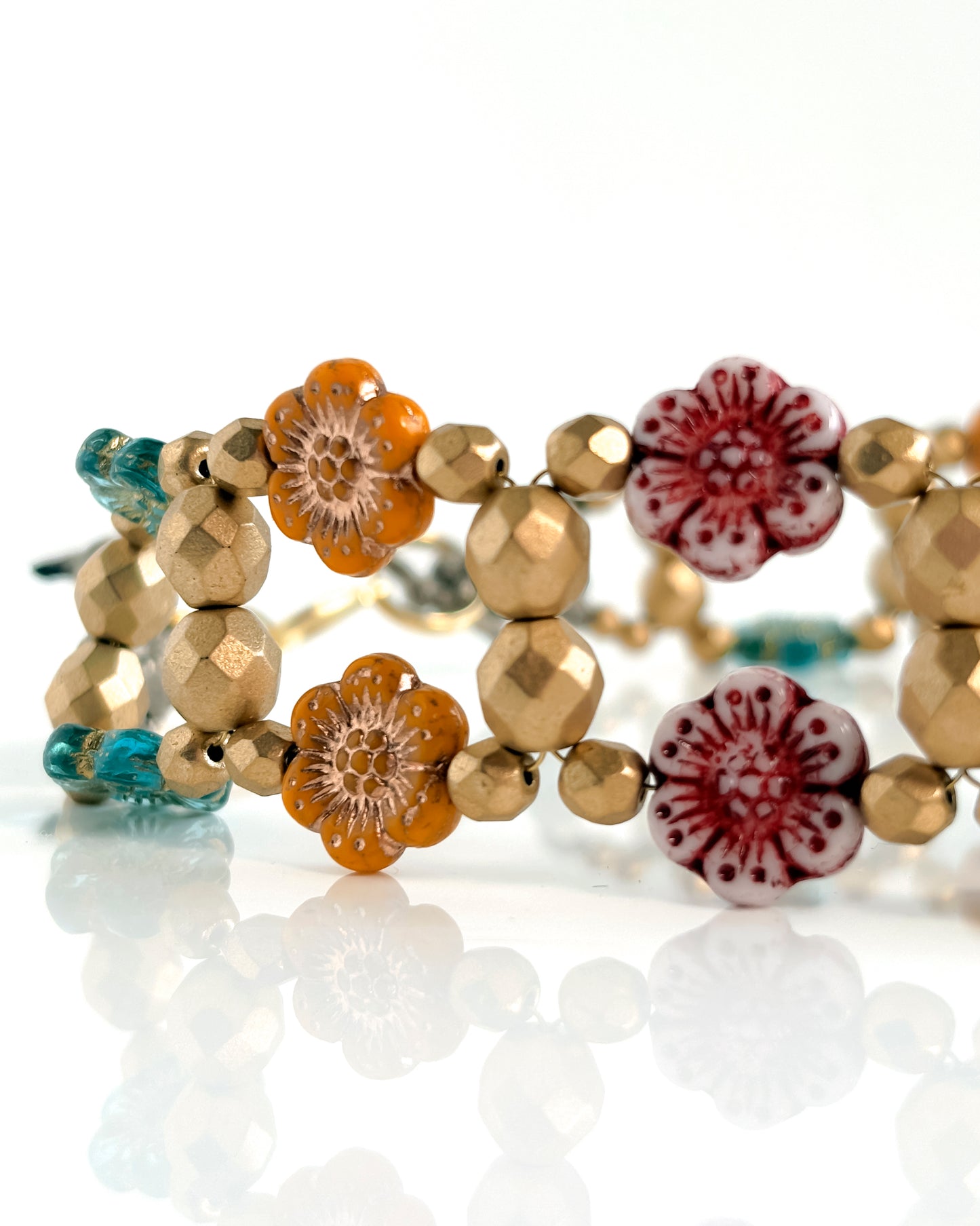 Choker Fiori con cristales flor boho multicolor