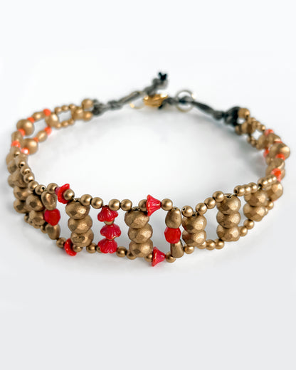 Choker Fiori con cristales coral y dorado