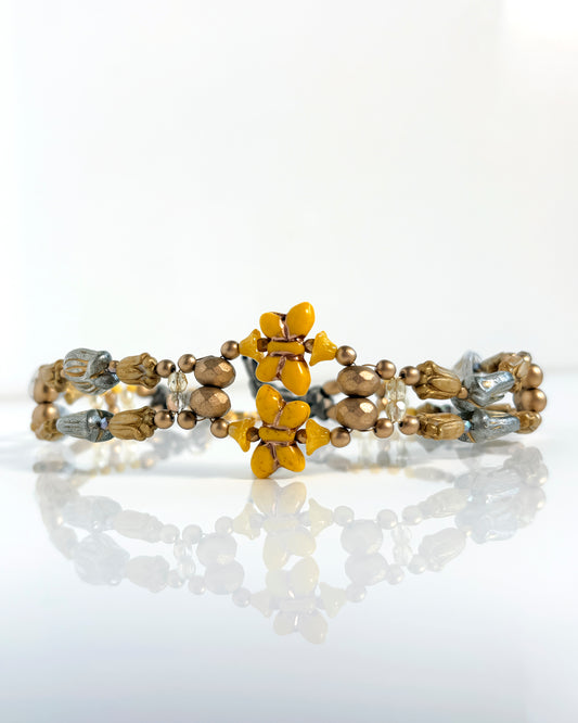 Choker Fiori con cristales amarillos