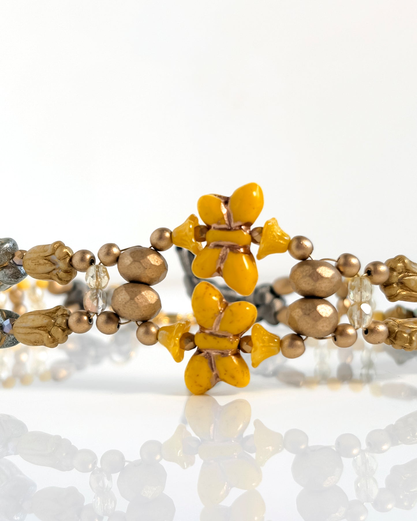 Choker Fiori con cristales amarillos