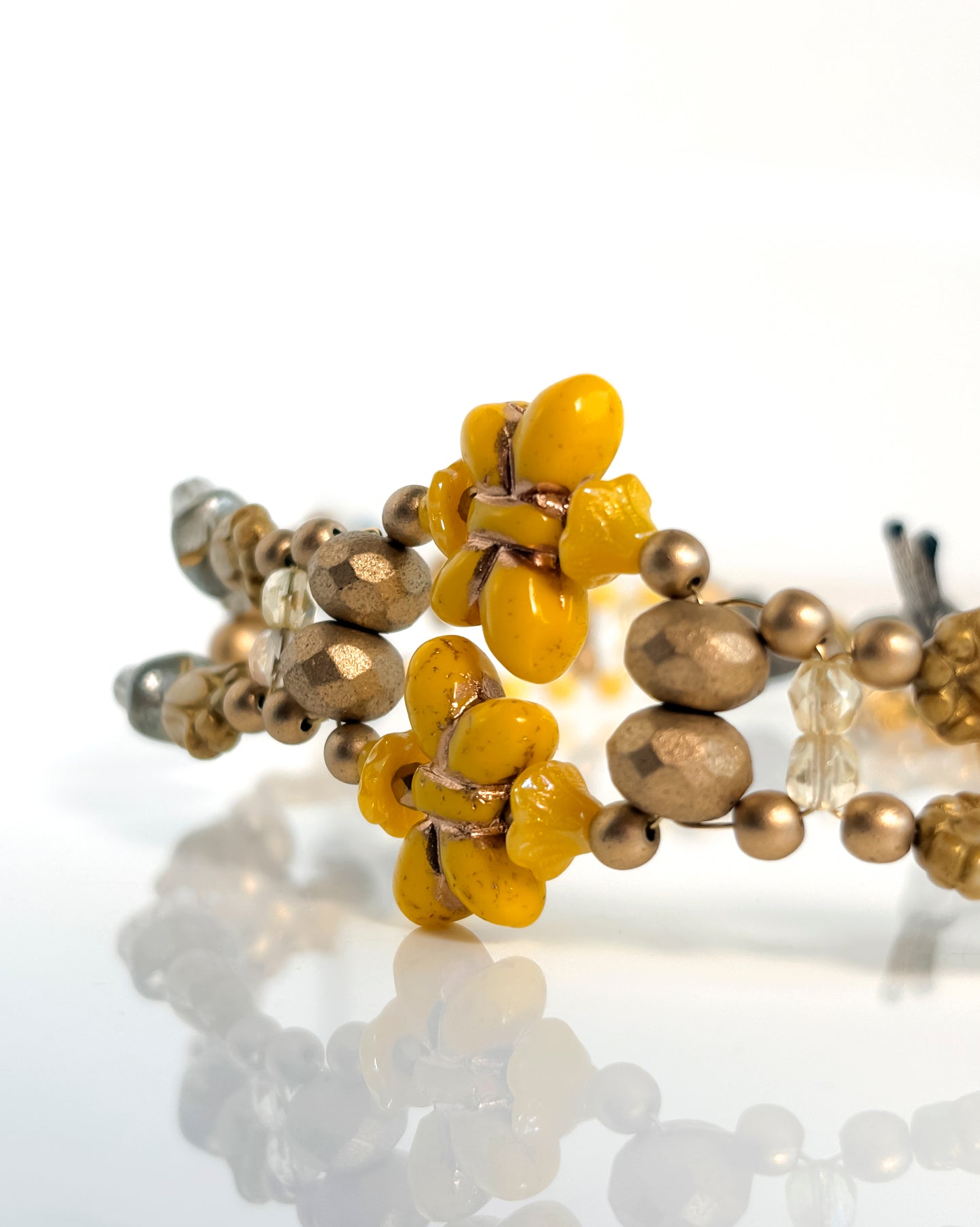 Choker Fiori con cristales amarillos