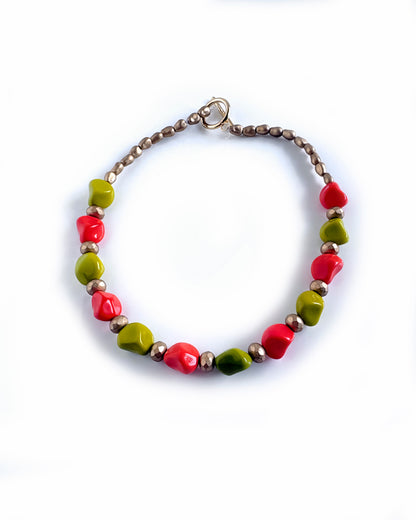 Collar Coral Pistacho con cristales en forma de piedra en tonos coral y verde pistacho