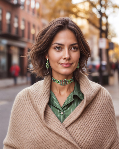 LUXURY choker green crystals