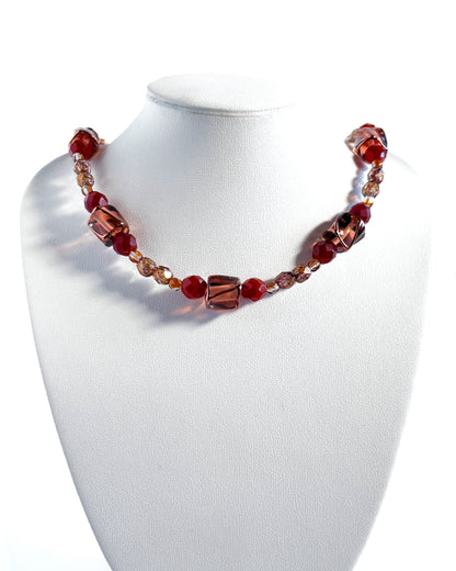 Collar Aura de cristales ámbar y castaño