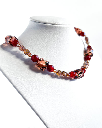 Collar Aura de cristales ámbar y castaño