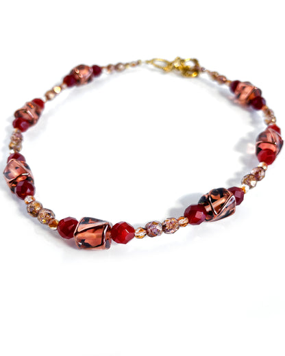 Collar Aura de cristales ámbar y castaño