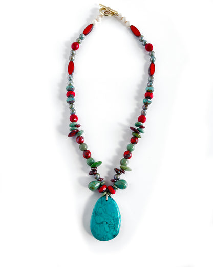 Collar colgante turquesa mediana colección CALA TERRA