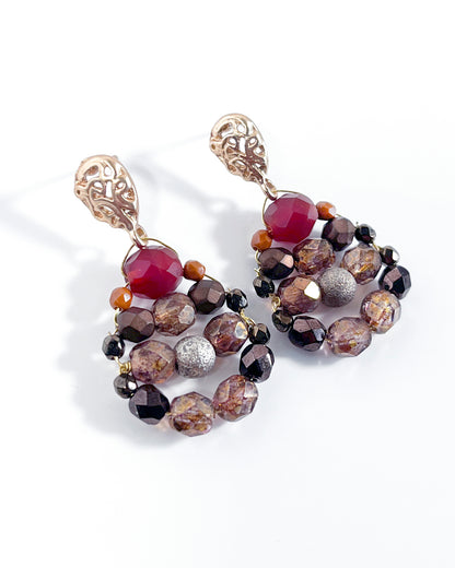 Pendientes CALIA con cristales marrones