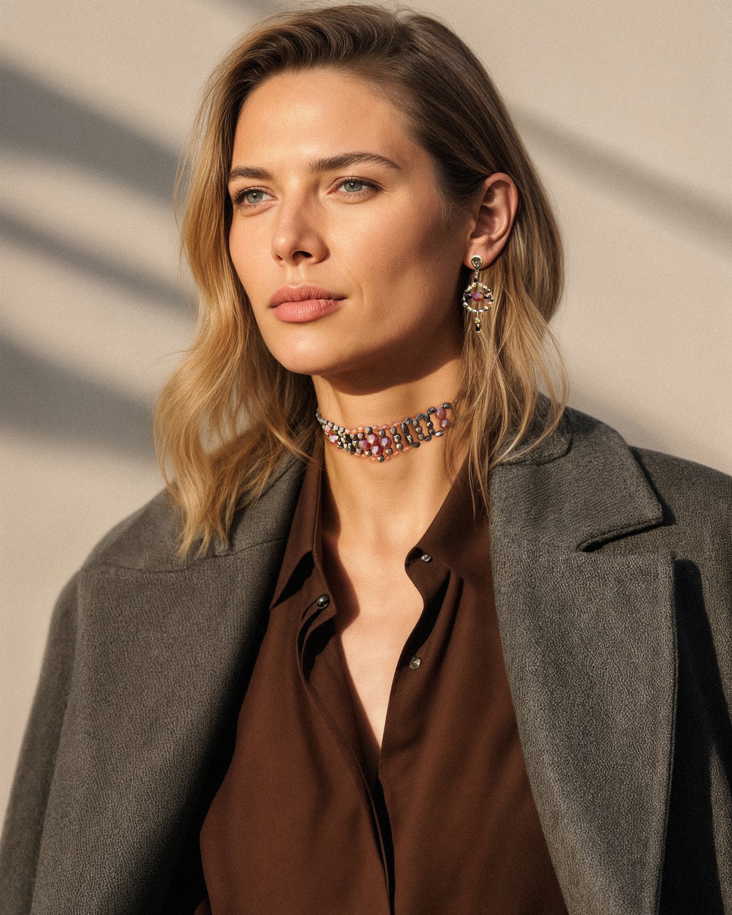 Choker de cristales café y chocolate