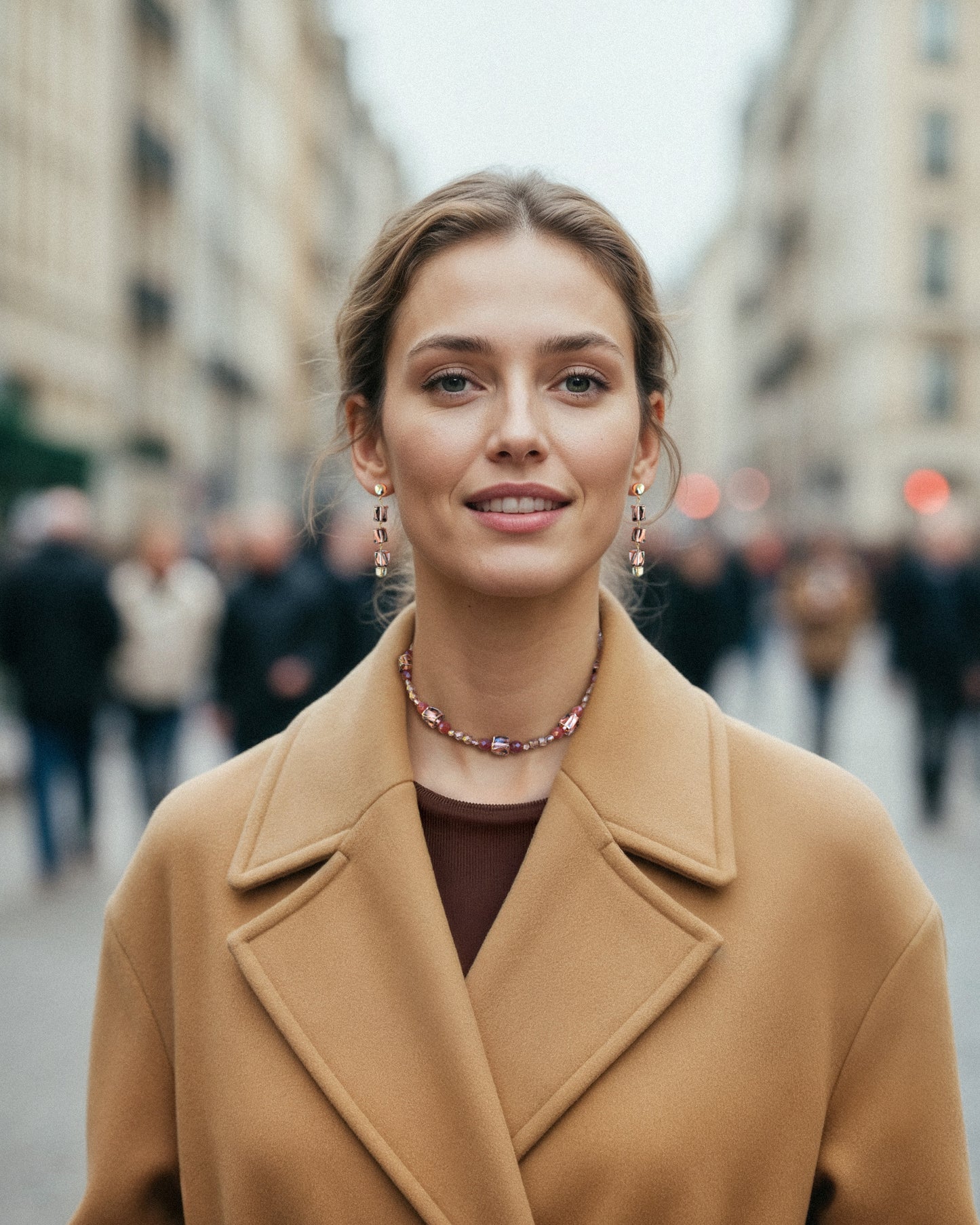 Collar Aura de cristales ámbar y castaño