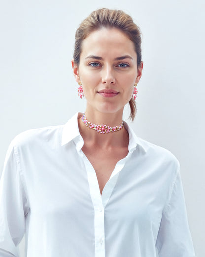 Choker de cristales rosados