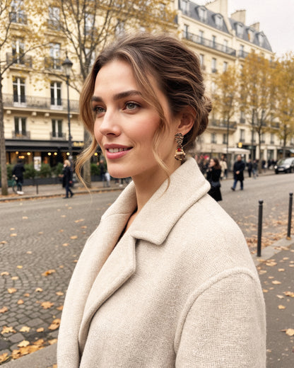 Pendientes Hoja de cristales marrones