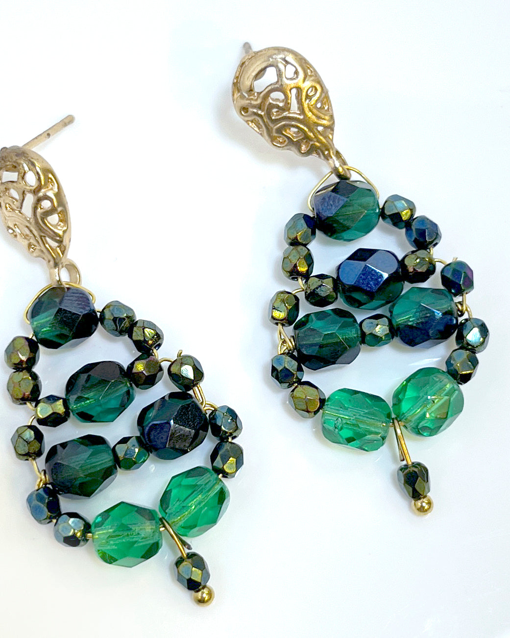 Pendientes CALIA con cristales verdes