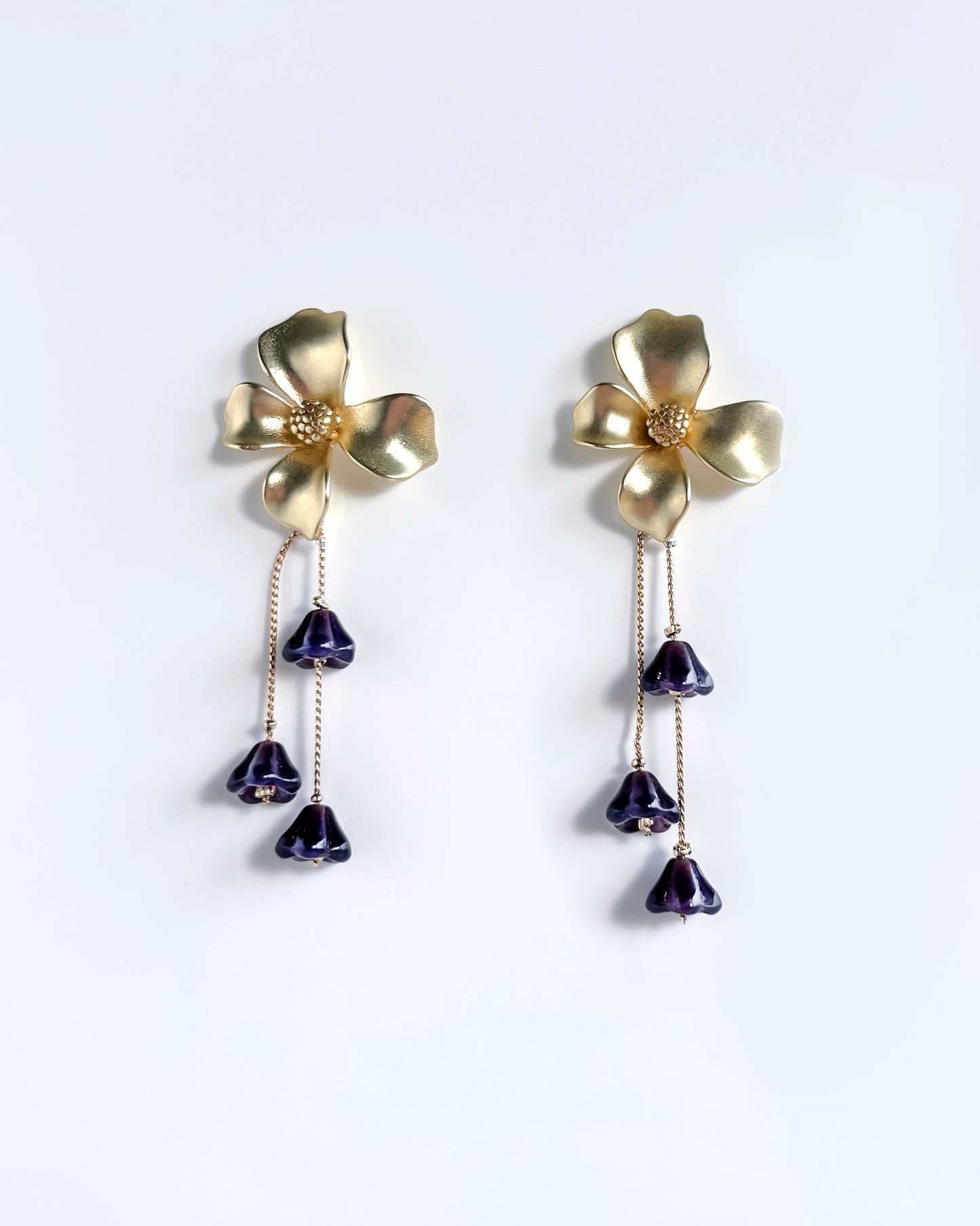 Pendientes Flor cristales malva oscuro