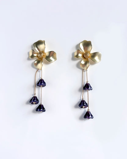 Pendientes Flor cristales malva oscuro