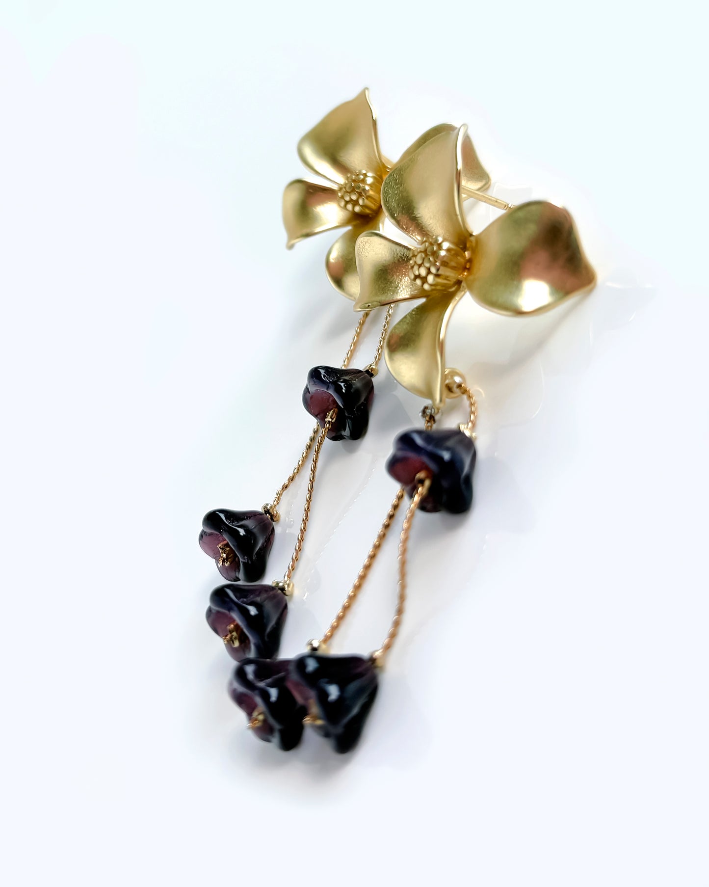 Pendientes Flor cristales malva oscuro