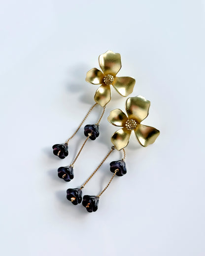 Pendientes Flor cristales malva oscuro