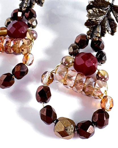 Pendientes Hoja de cristales marrones