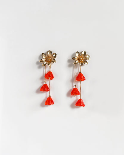 Pendientes Flor cristales naranja