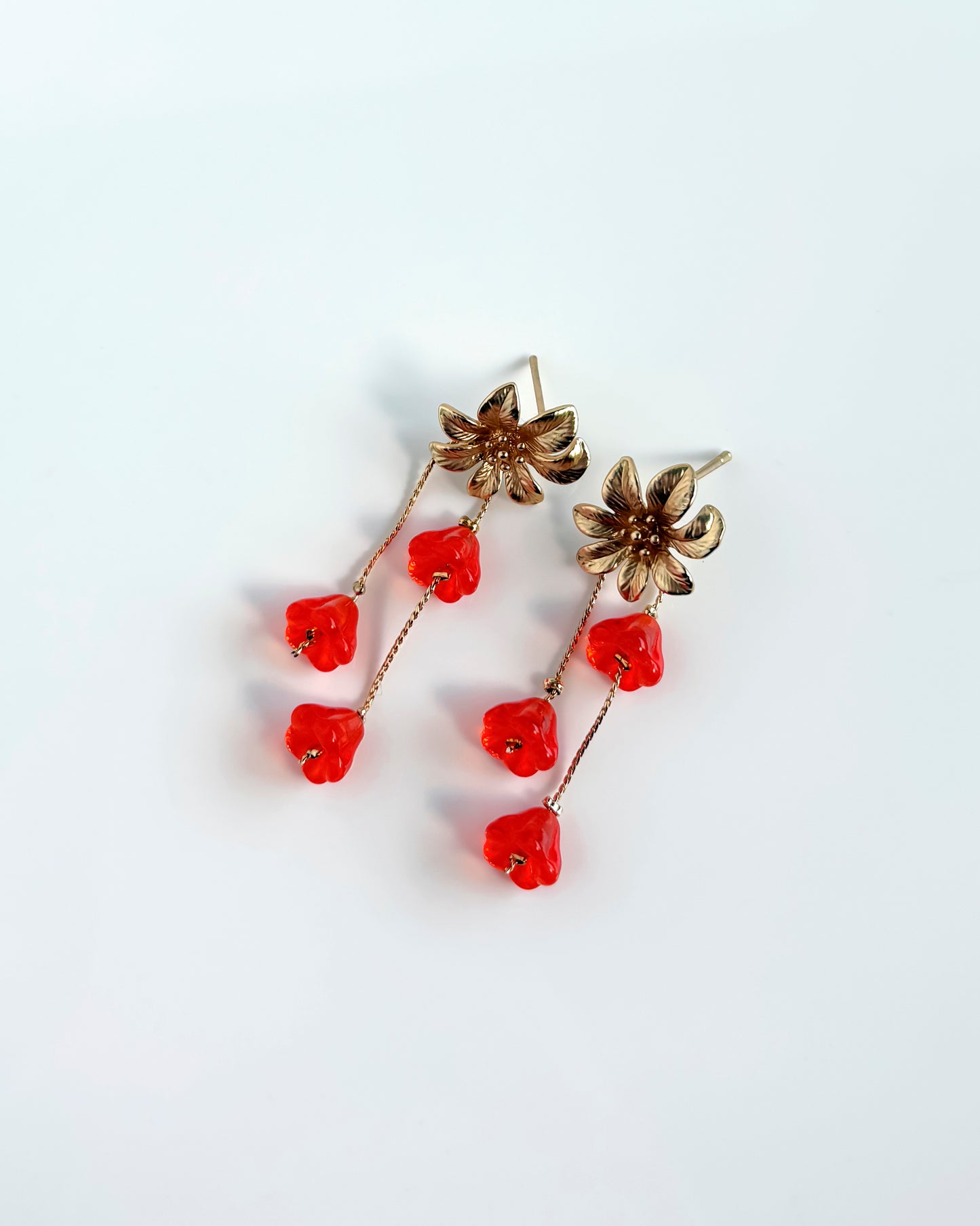 Pendientes Flor cristales naranja