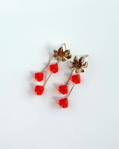 Pendientes Flor cristales naranja